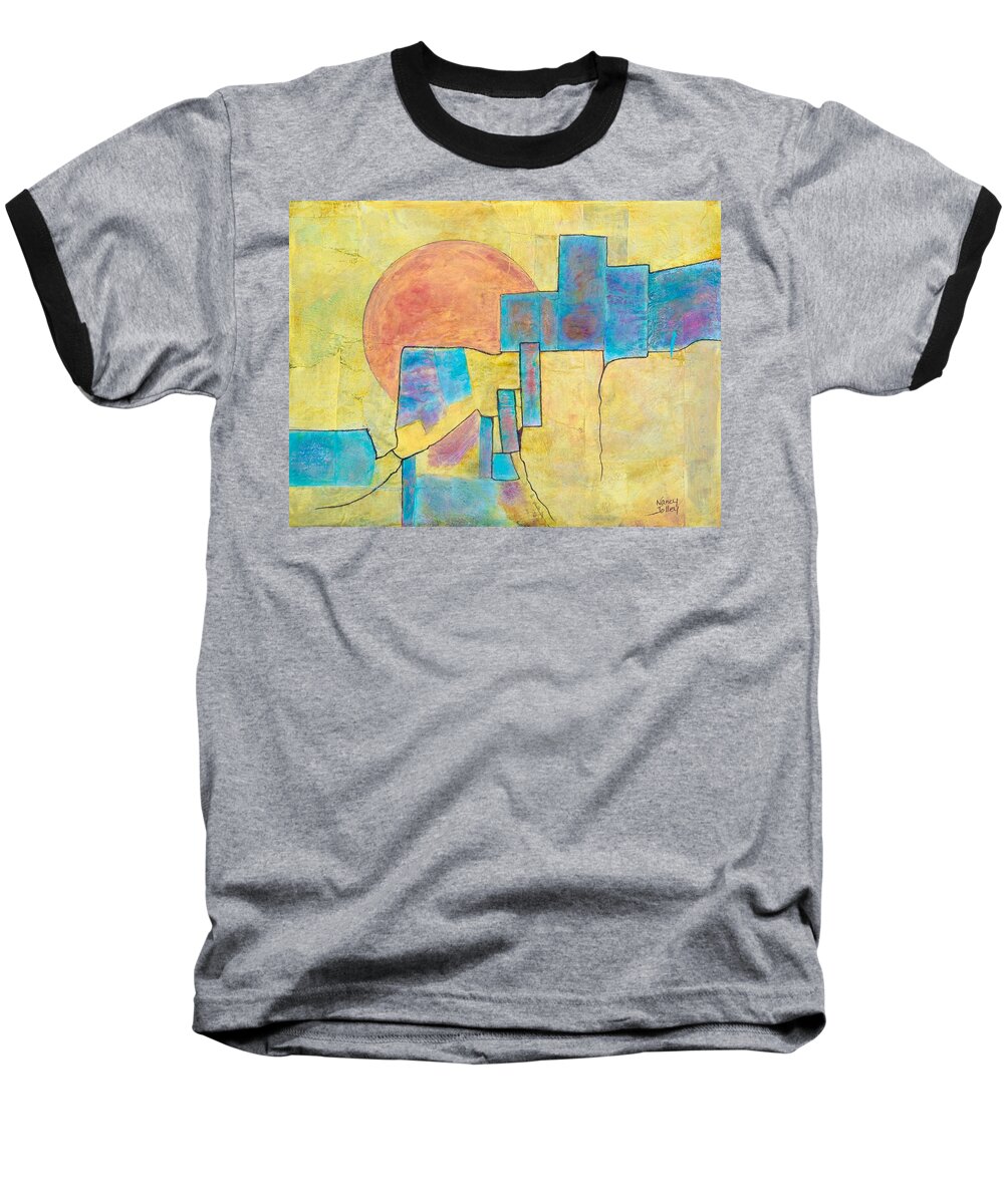 Sausalito Baseball T-Shirt featuring the painting Sausalito by Nancy Jolley