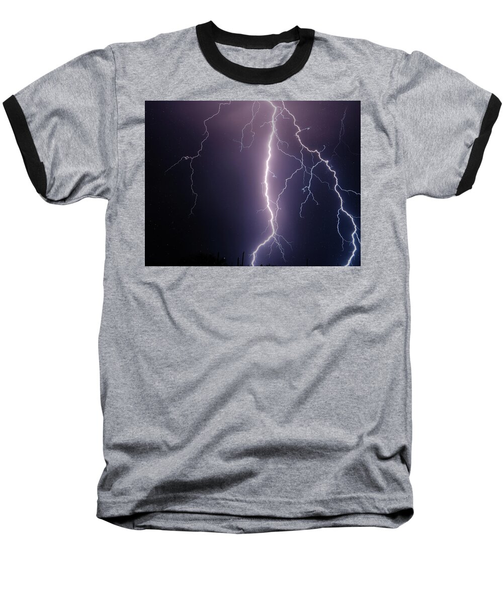 Monsoon Storms Baseball T-Shirt featuring the photograph Scared Me To Death by Elaine Malott