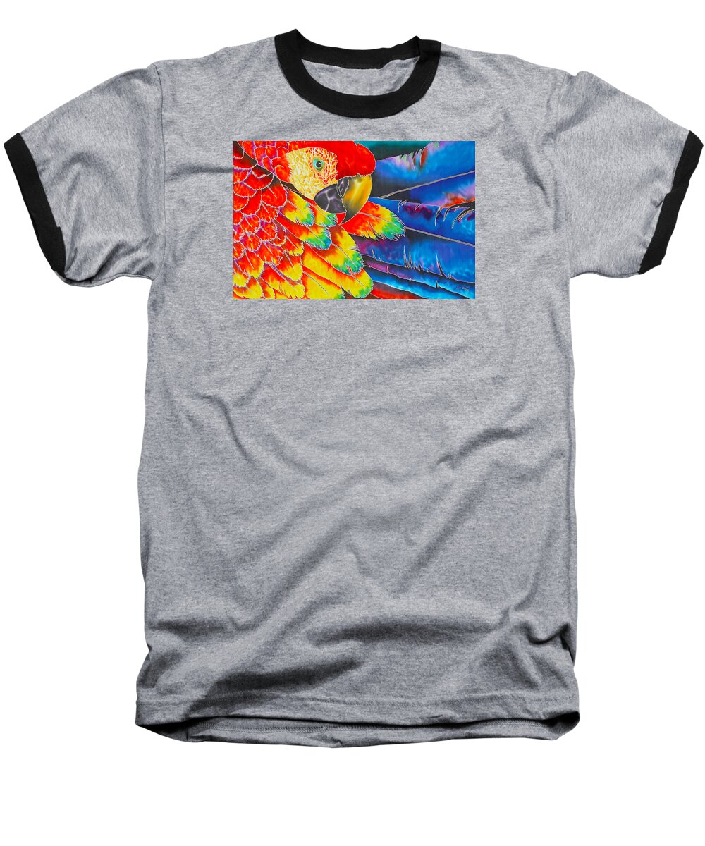 Scarlet Macaw Baseball T-Shirt featuring the painting Scarlet Macaw by Daniel Jean-Baptiste