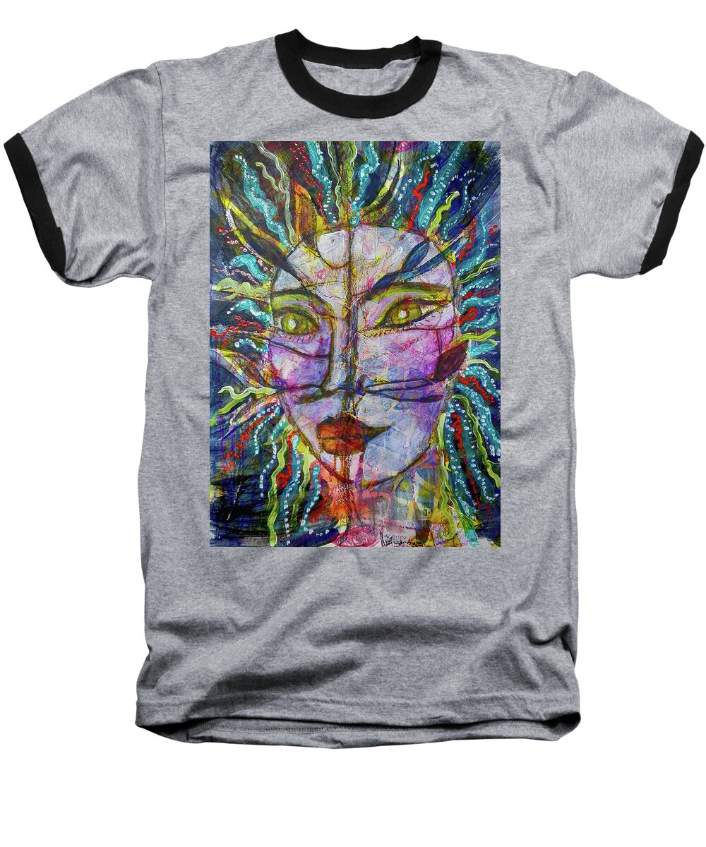 Warrior Baseball T-Shirt featuring the mixed media Scarred Beauty by Mimulux Patricia No