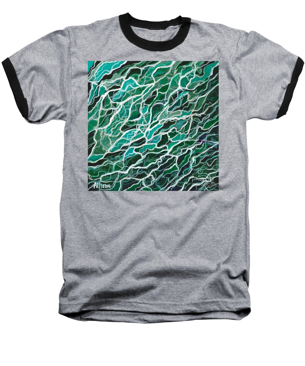 #abstract Baseball T-Shirt featuring the painting Scattered Waves by Allison Constantino