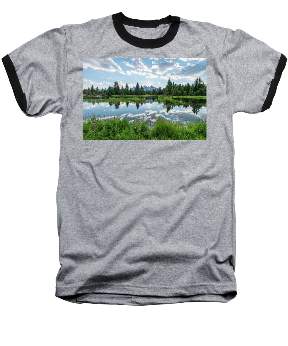 Tetons Baseball T-Shirt featuring the photograph Schwabacher's Landing by Dustin LeFevre