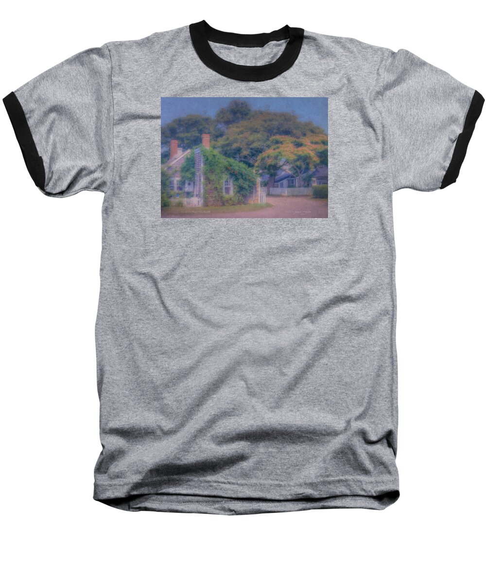 Sconset Cottages Nantucket Baseball T-Shirt featuring the painting Sconset Cottages Nantucket by Bill McEntee