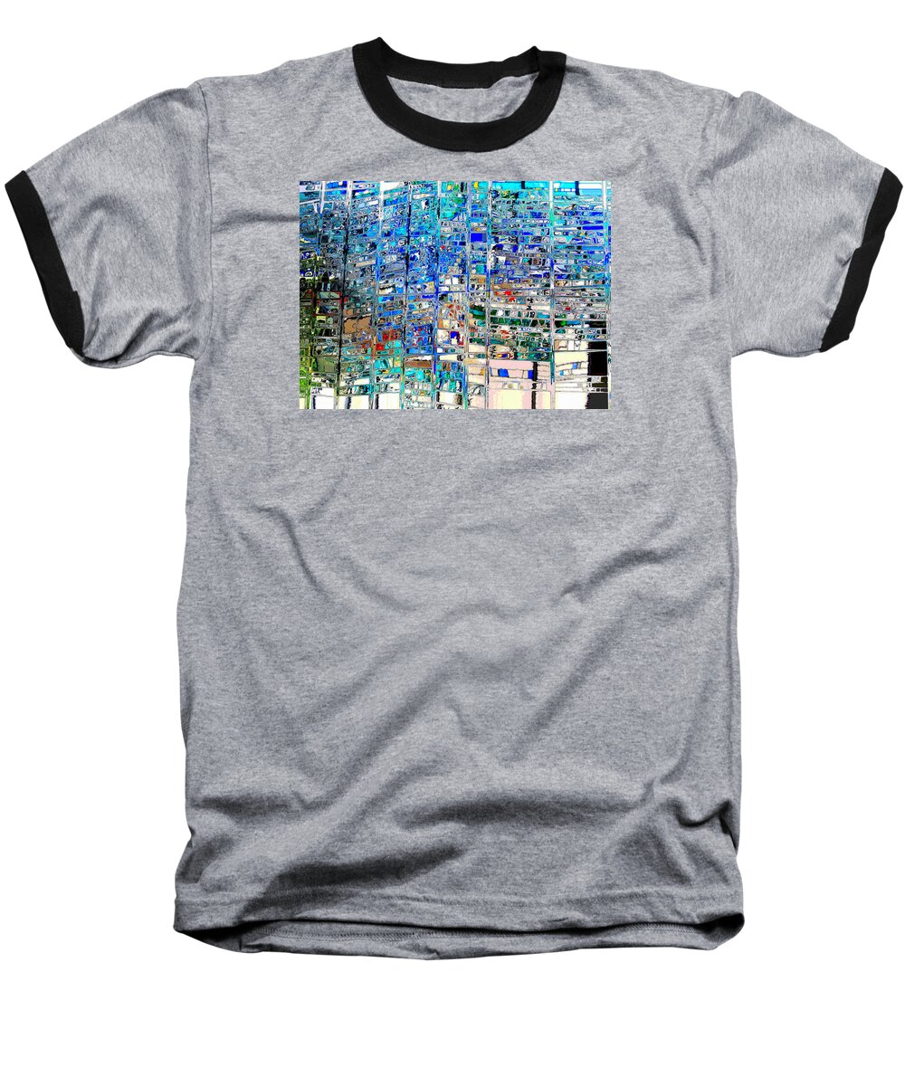 Abstract Baseball T-Shirt featuring the digital art Scottish Bevel Blue Abstract by Mary Clanahan