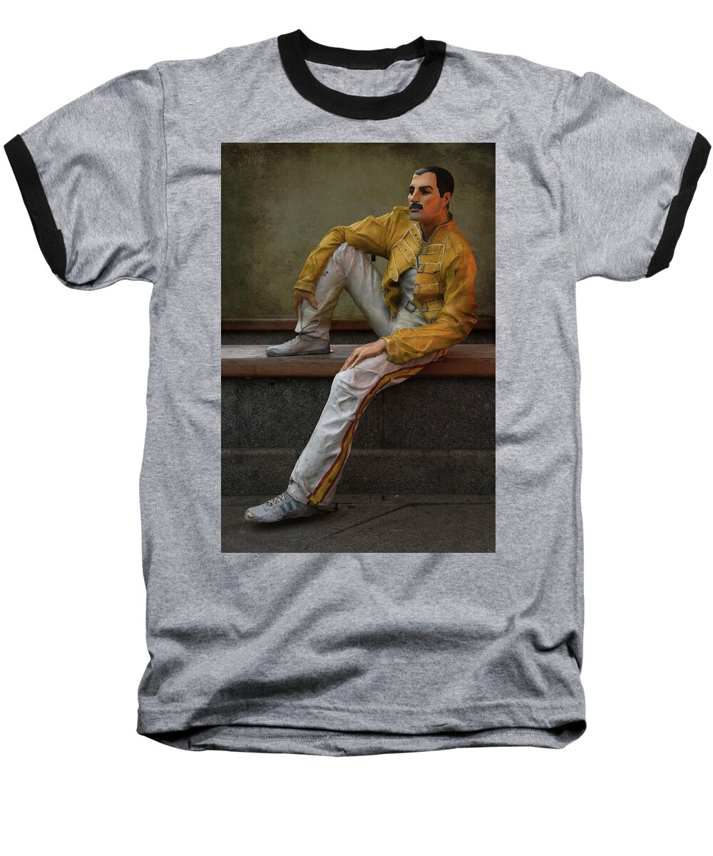 Queen Baseball T-Shirt featuring the photograph Sculptures of Sankt Petersburg - Freddie Mercury by Jaroslaw Blaminsky