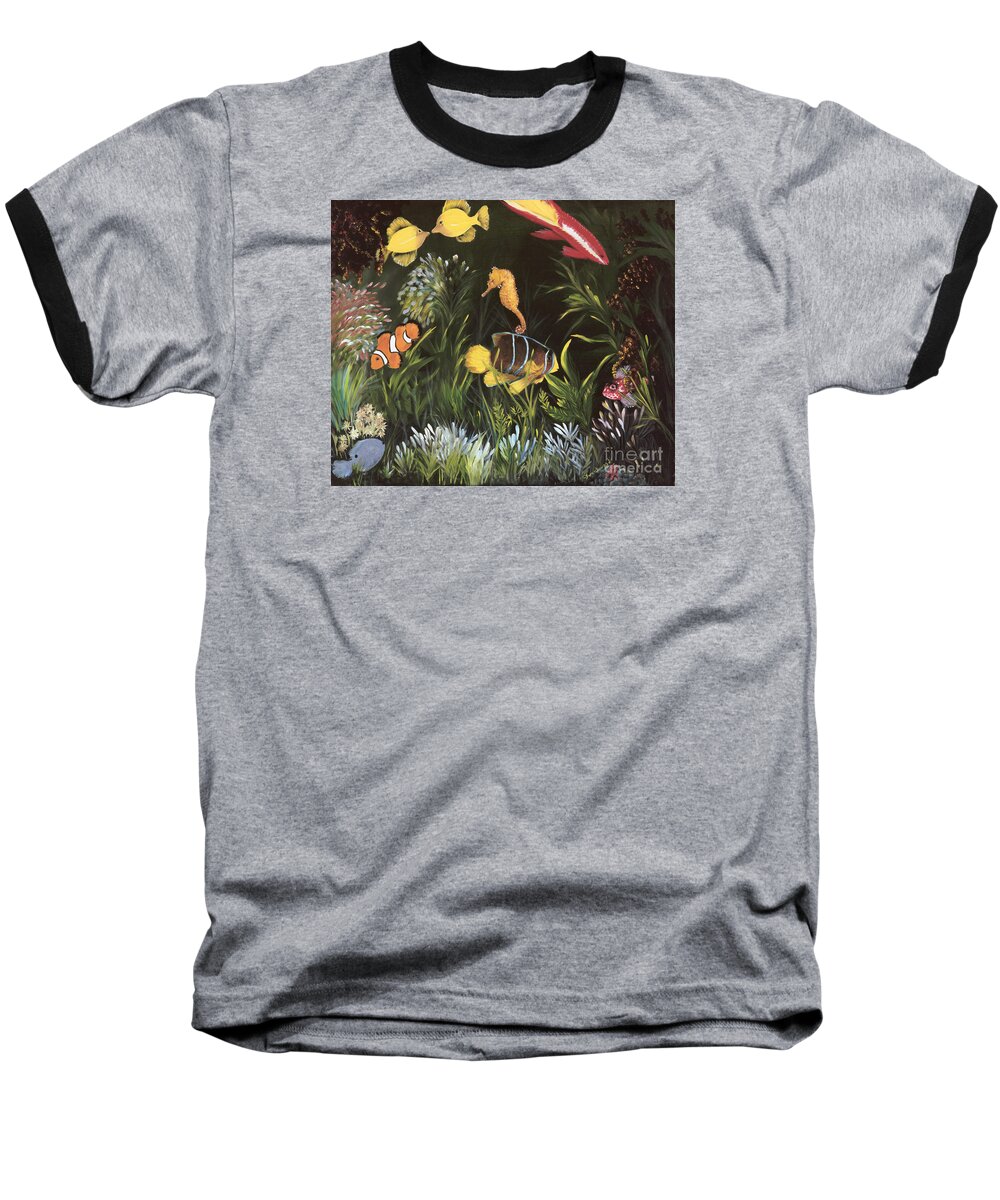Sea Baseball T-Shirt featuring the painting Sea Harmony by Carol Sweetwood