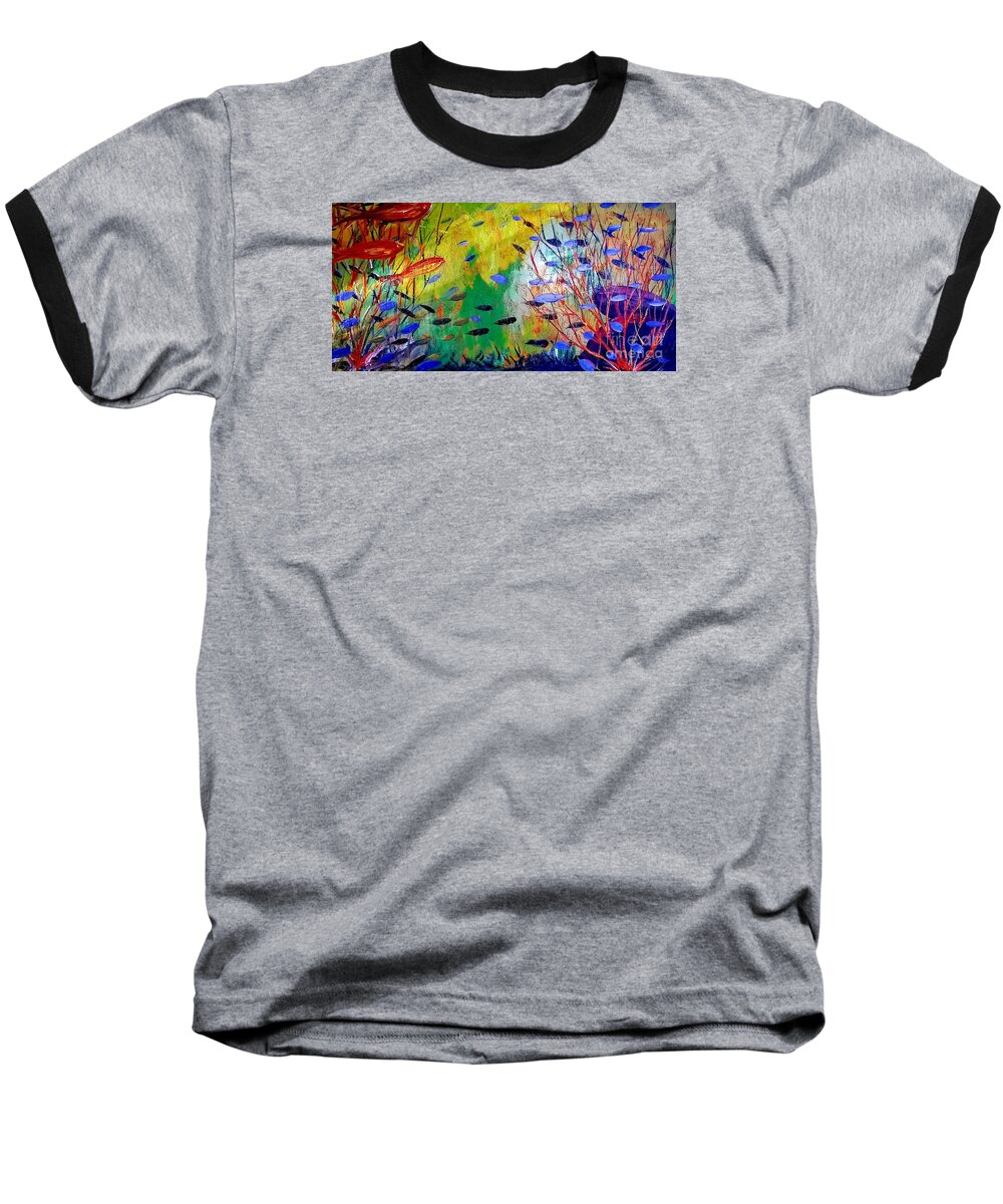 Sea Baseball T-Shirt featuring the painting Sea Life by James and Donna Daugherty