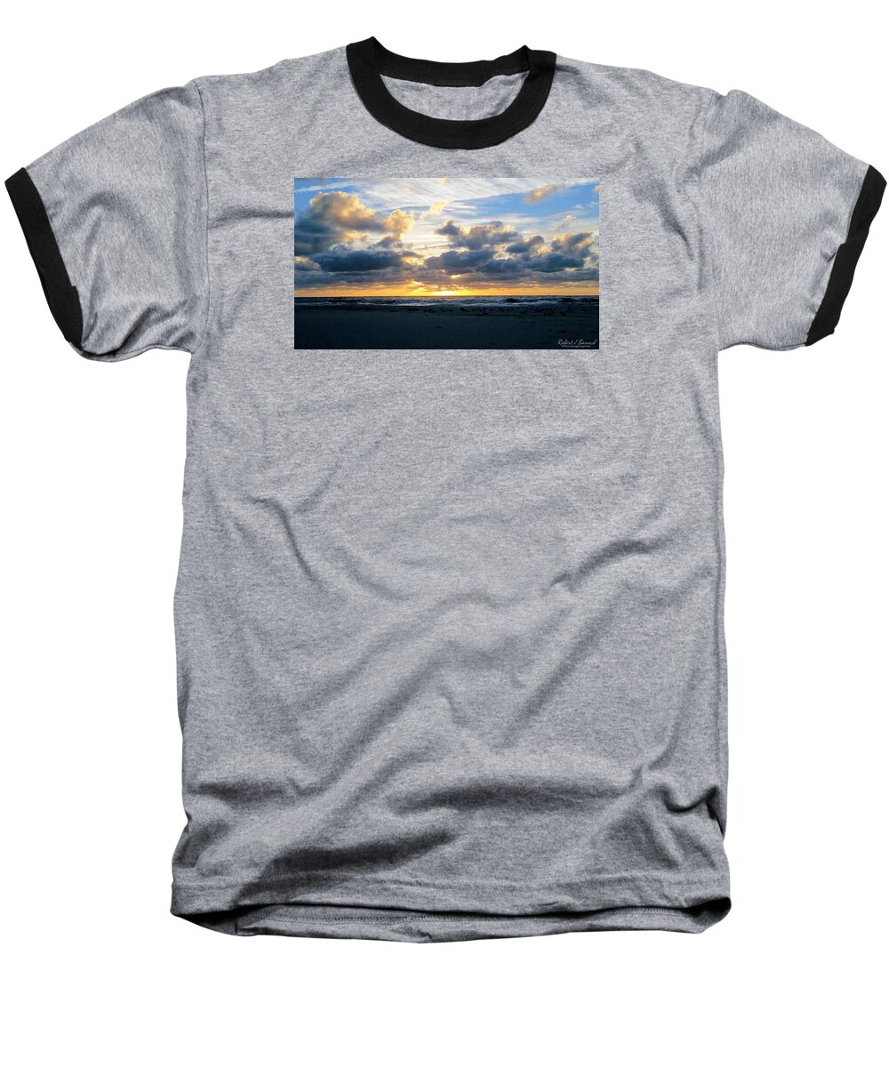 Animals Baseball T-Shirt featuring the photograph Seagulls on the Beach at Sunrise by Robert Banach