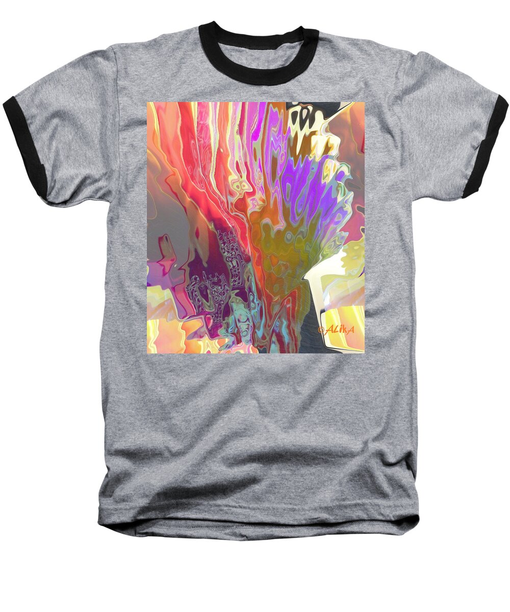 Abstract Baseball T-Shirt featuring the digital art Seaweeds by Alika Kumar