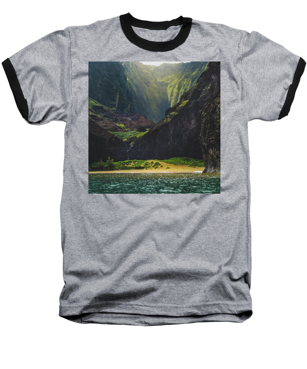 Aerial Baseball T-Shirt featuring the photograph Secluded Kalalau Beach by Andy Konieczny