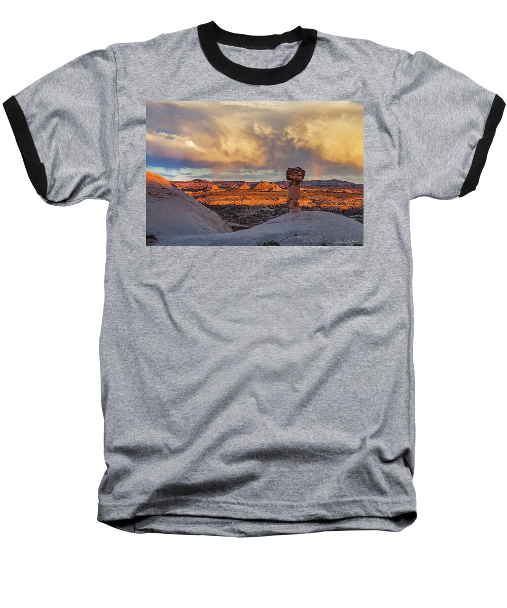 Moab Baseball T-Shirt featuring the photograph Secret Spire Sunset 1 by Dan Norris