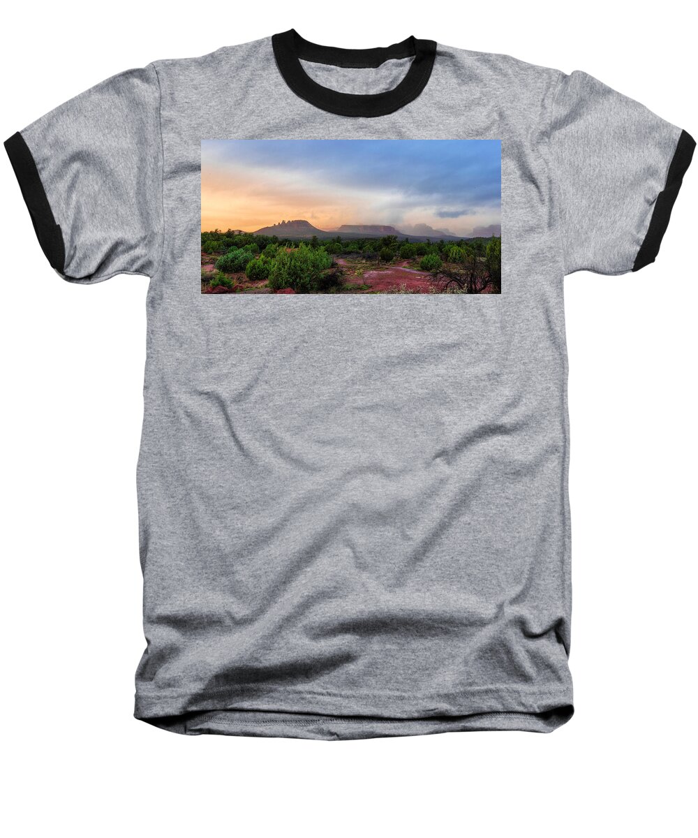 Landscape Baseball T-Shirt featuring the photograph Sedona Showers by Ron McGinnis