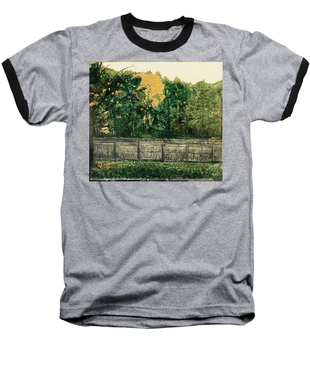 Landscape Baseball T-Shirt featuring the painting Seekonk Farm by Bruce Ben Pope