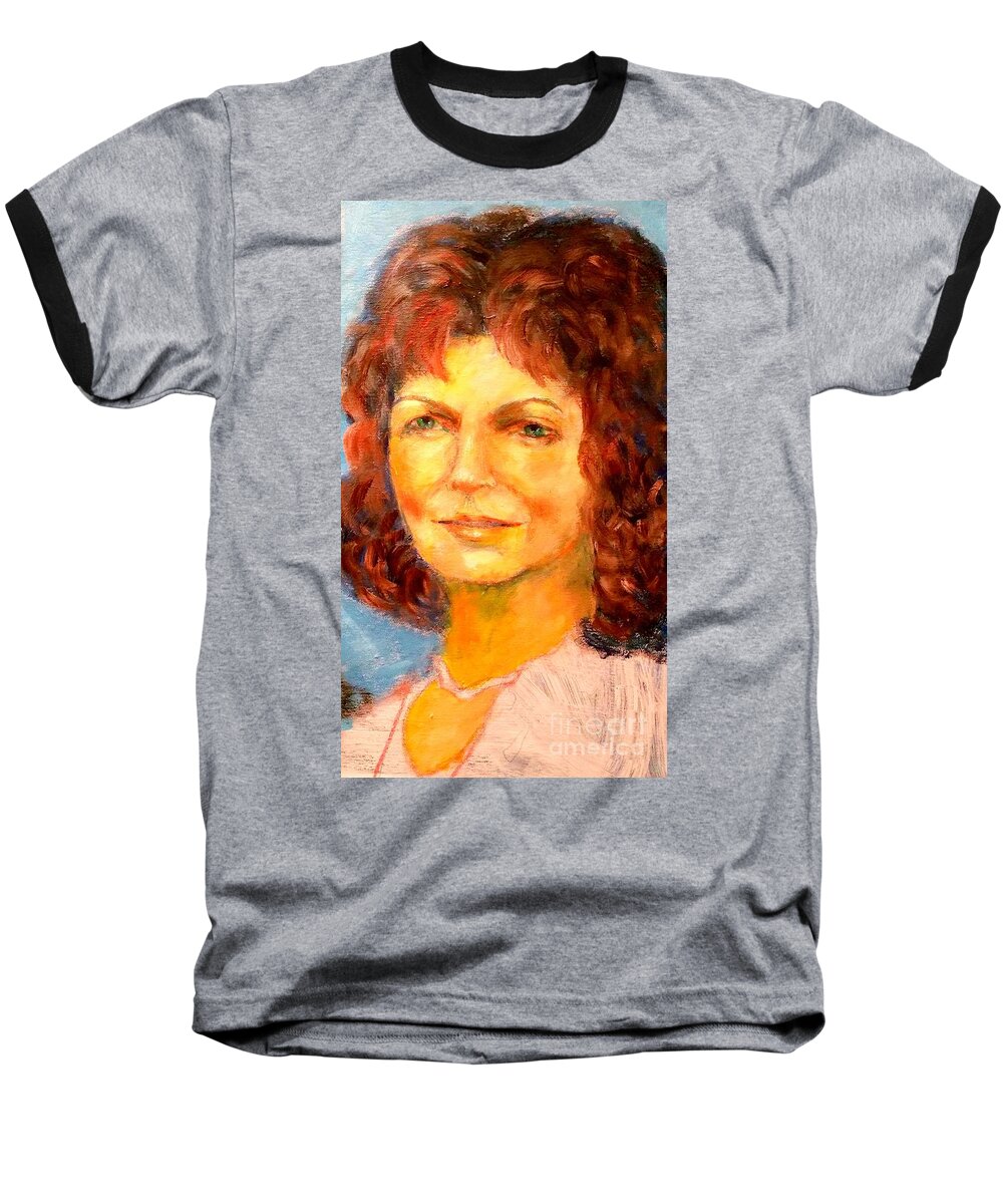 Selfportrait Baseball T-Shirt featuring the painting Selfportrait 2018 by Dagmar Helbig
