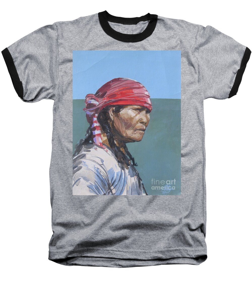 Seminole Indian Baseball T-Shirt featuring the painting Seminole 1987 by Bob George