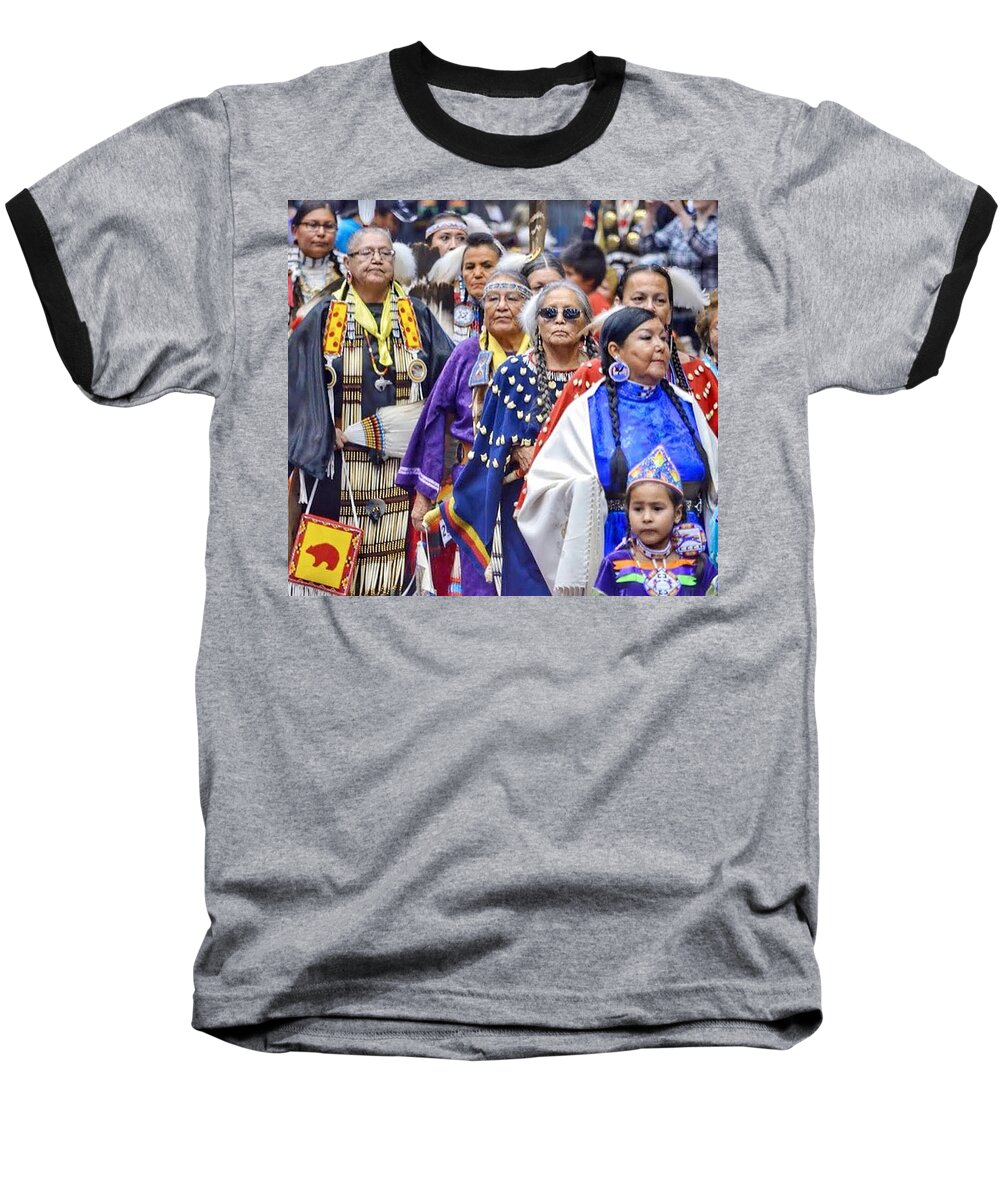Black Hills Powwow Baseball T-Shirt featuring the photograph Senior Traditional Women by Clarice Lakota