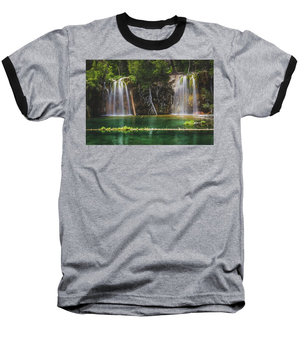 Beauty In Nature Baseball T-Shirt featuring the photograph Serene Hanging Lake Waterfalls by Andy Konieczny
