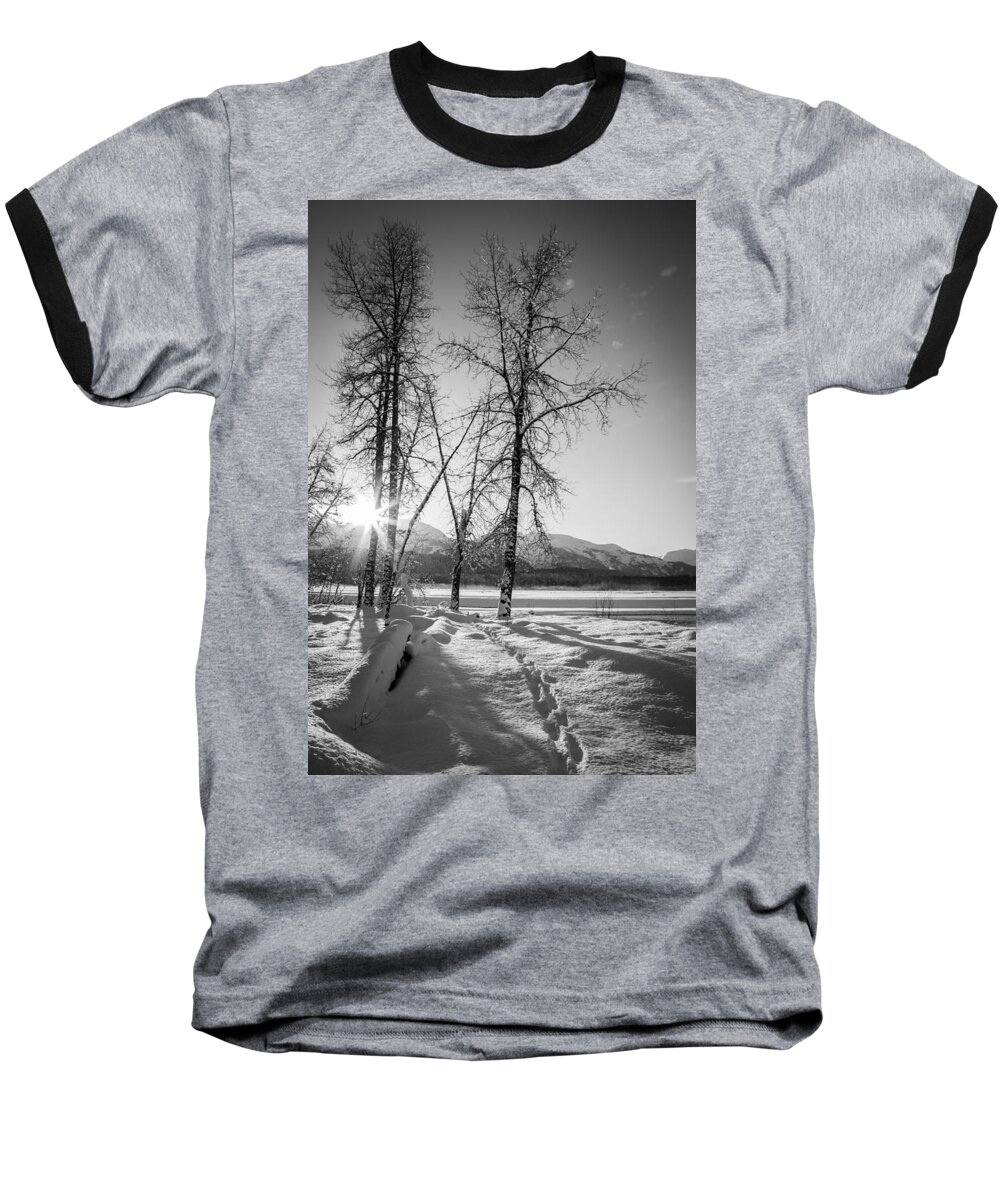 Alaska Baseball T-Shirt featuring the photograph Setting Winter Sun by Michele Cornelius