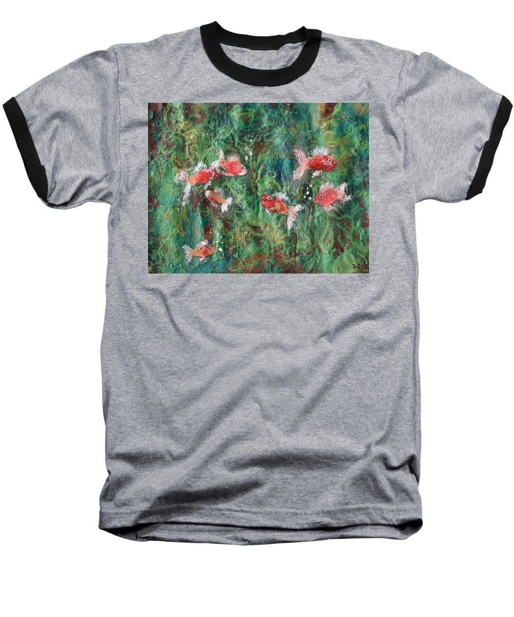 Acrylic Baseball T-Shirt featuring the painting Seven Little Fishies by Maria Watt