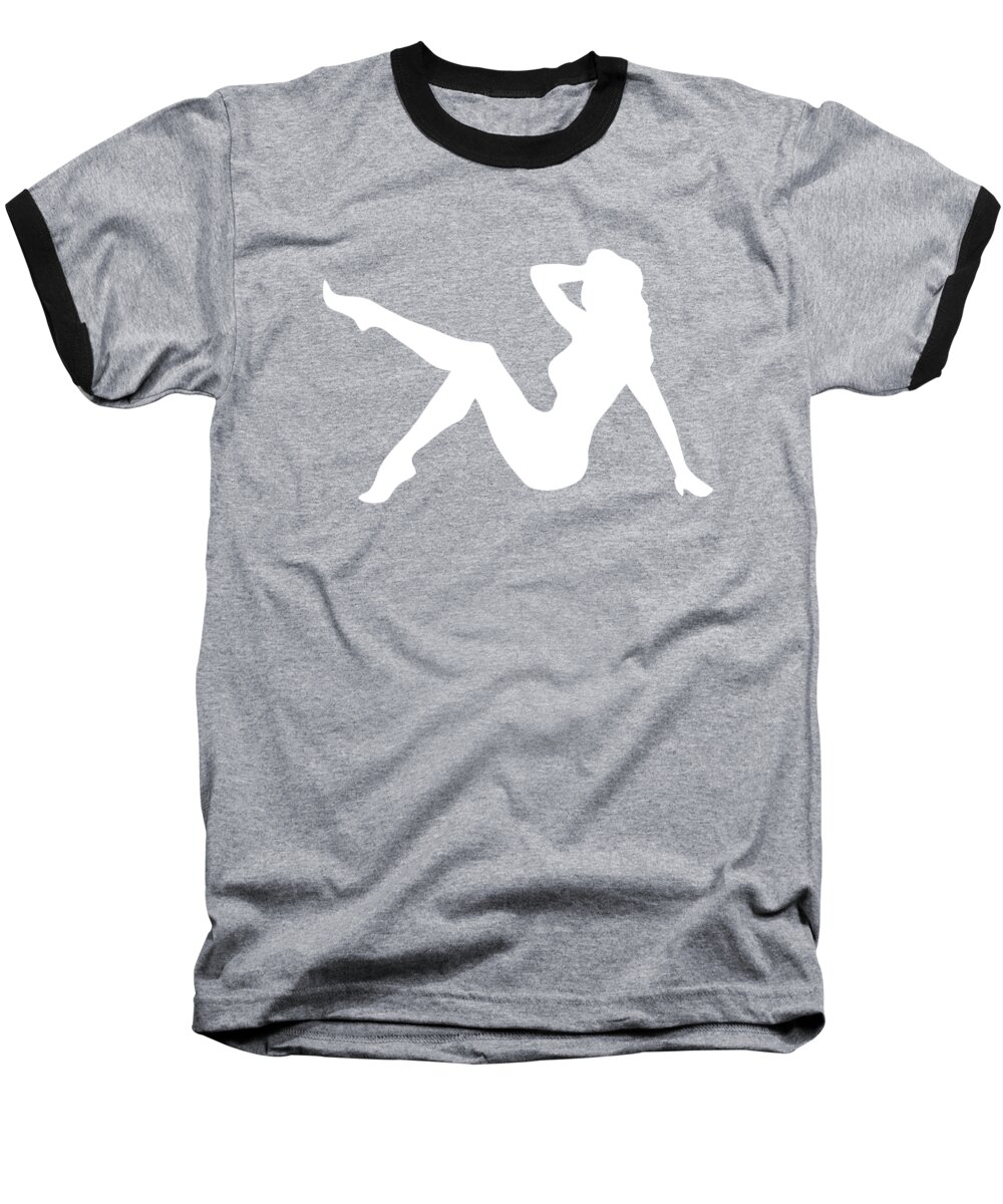 Sexy Baseball T-Shirt featuring the digital art Sexy Trucker Girl White Tee by Edward Fielding