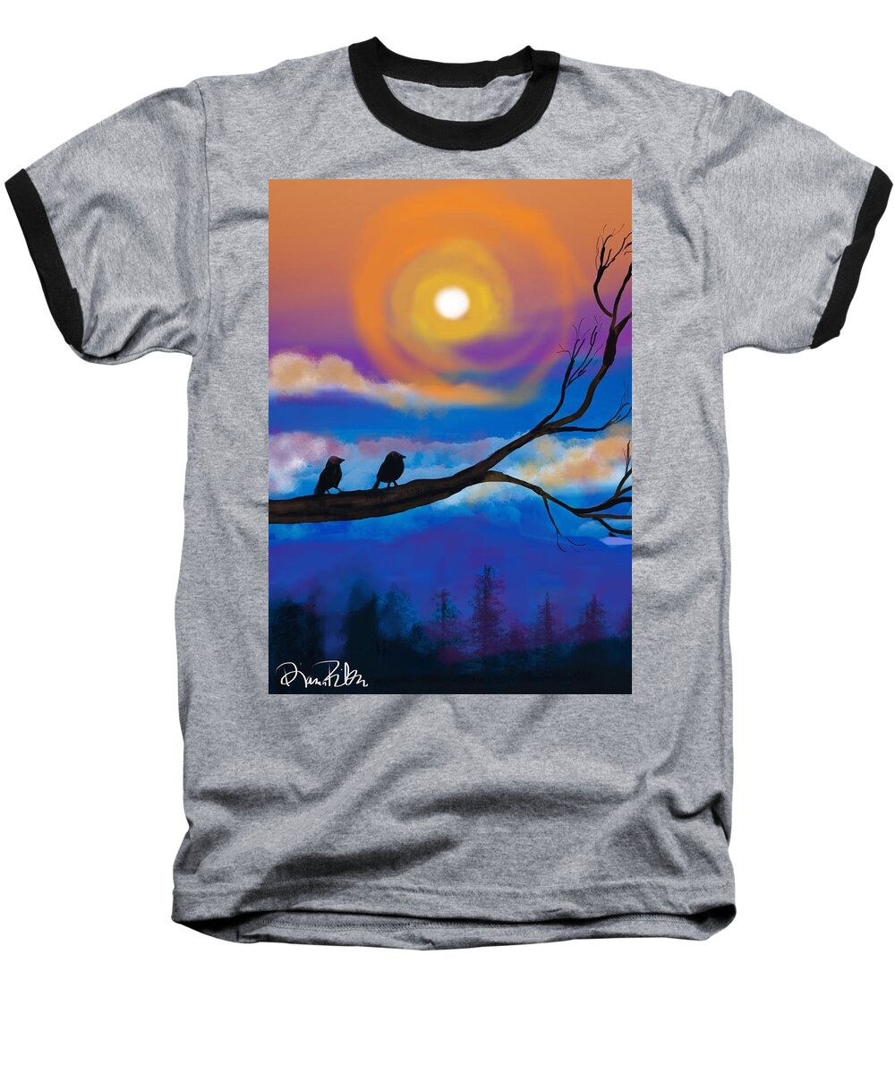 Sunset Baseball T-Shirt featuring the digital art Sharing the Sunset-2 by Serenity Studio Art