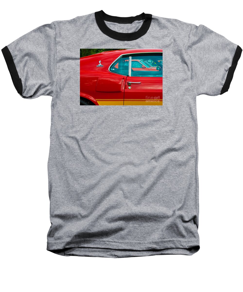 Ford Baseball T-Shirt featuring the photograph Red Shelby Mustang Side View by Stuart Row