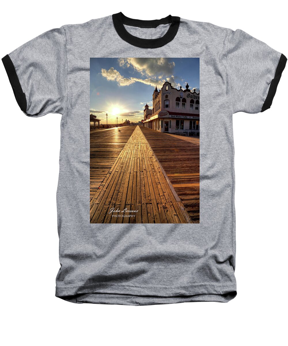 Boardwalk Baseball T-Shirt featuring the photograph Shining Walkway by John Loreaux