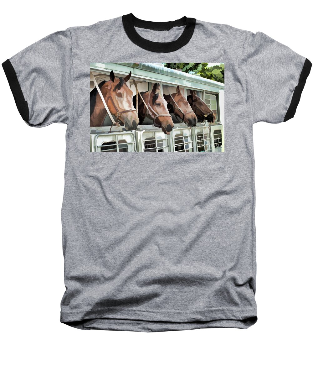 Horse Baseball T-Shirt featuring the photograph Show Horses On The Move by Wilma Birdwell
