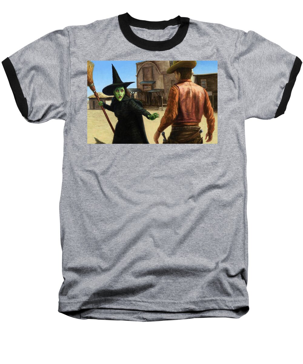 Cowboy Baseball T-Shirt featuring the painting Showdown by James W Johnson