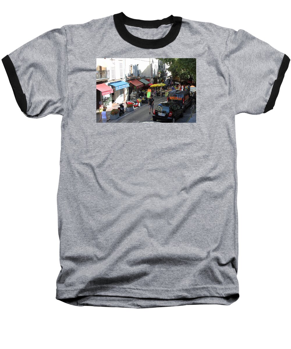 France Baseball T-Shirt featuring the photograph Sidewalk Cafes by Allan Levin