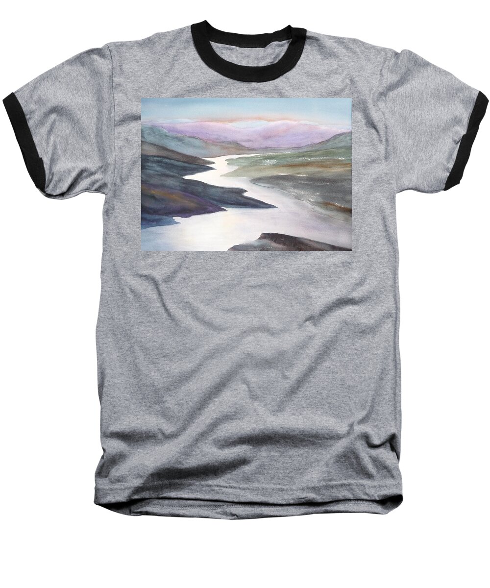 River Baseball T-Shirt featuring the painting Silver Stream by Ruth Kamenev