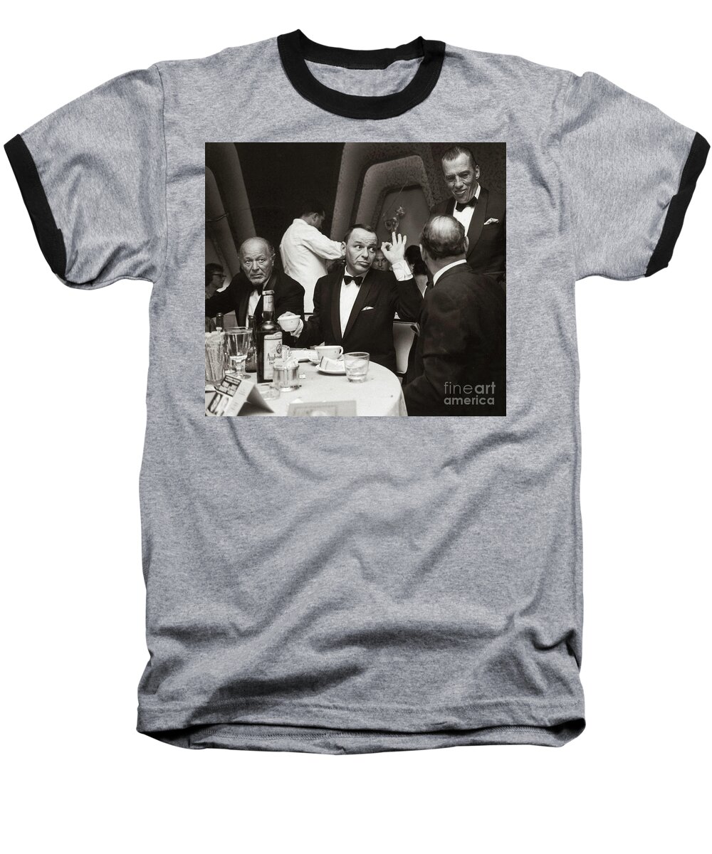 Sinatra Baseball T-Shirt featuring the photograph Sinatra and Ed Sullivan at the Eden Roc - Miami - 1964 by Doc Braham