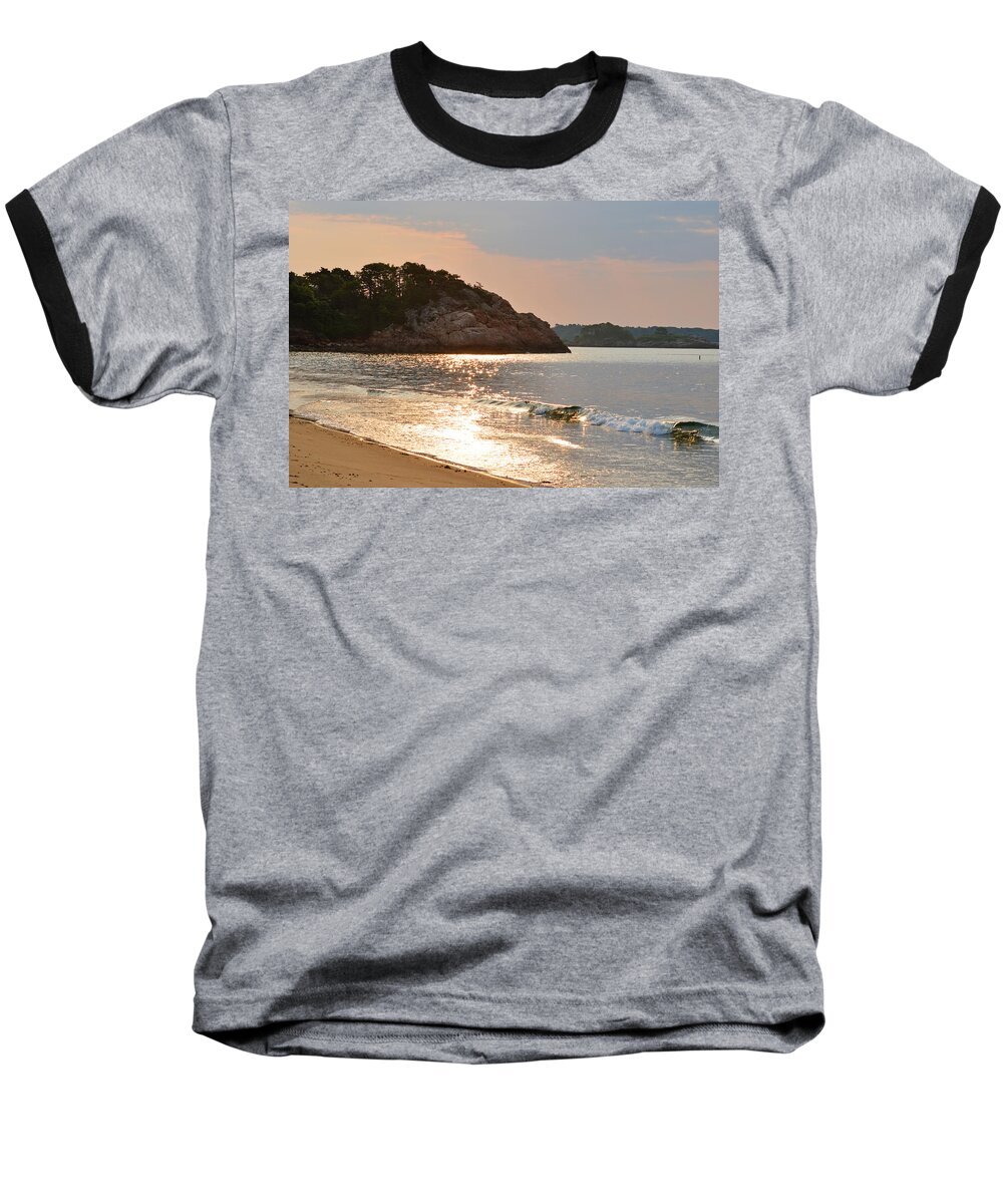 Manchester Baseball T-Shirt featuring the photograph Singing Beach Silver Waves Manchester by the Sea MA by Toby McGuire