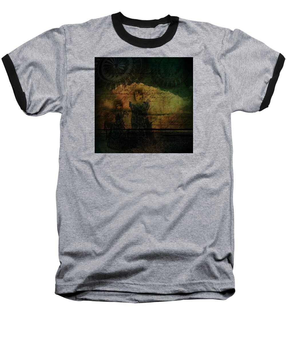 Victorian Baseball T-Shirt featuring the digital art Sisters at the Shore by Delight Worthyn