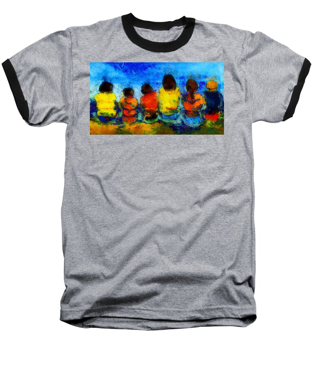 Children Baseball T-Shirt featuring the photograph Six On the Shore by Claire Bull
