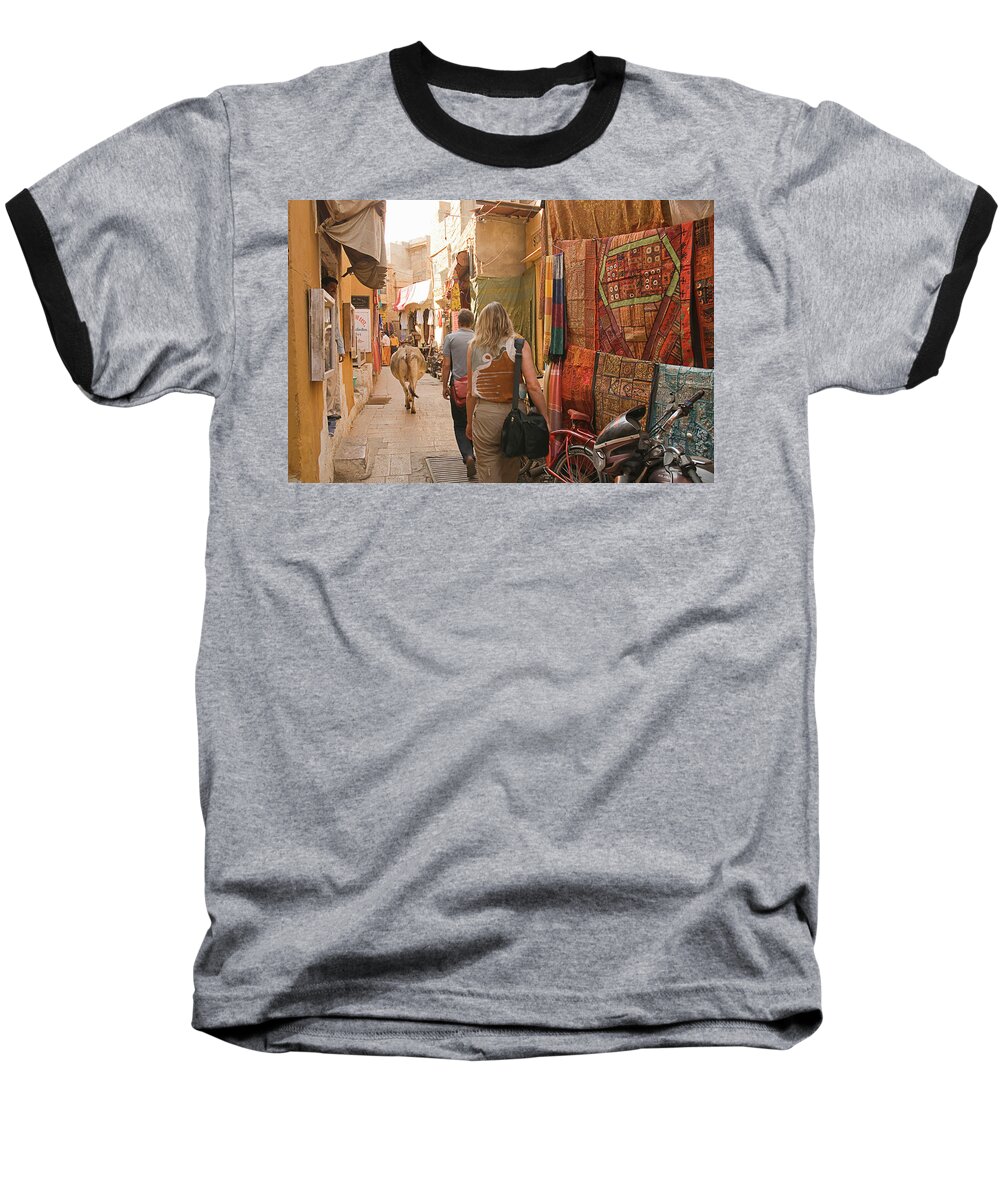 Squeezed Baseball T-Shirt featuring the photograph SKN 1226 Squeezed Lane by Sunil Kapadia