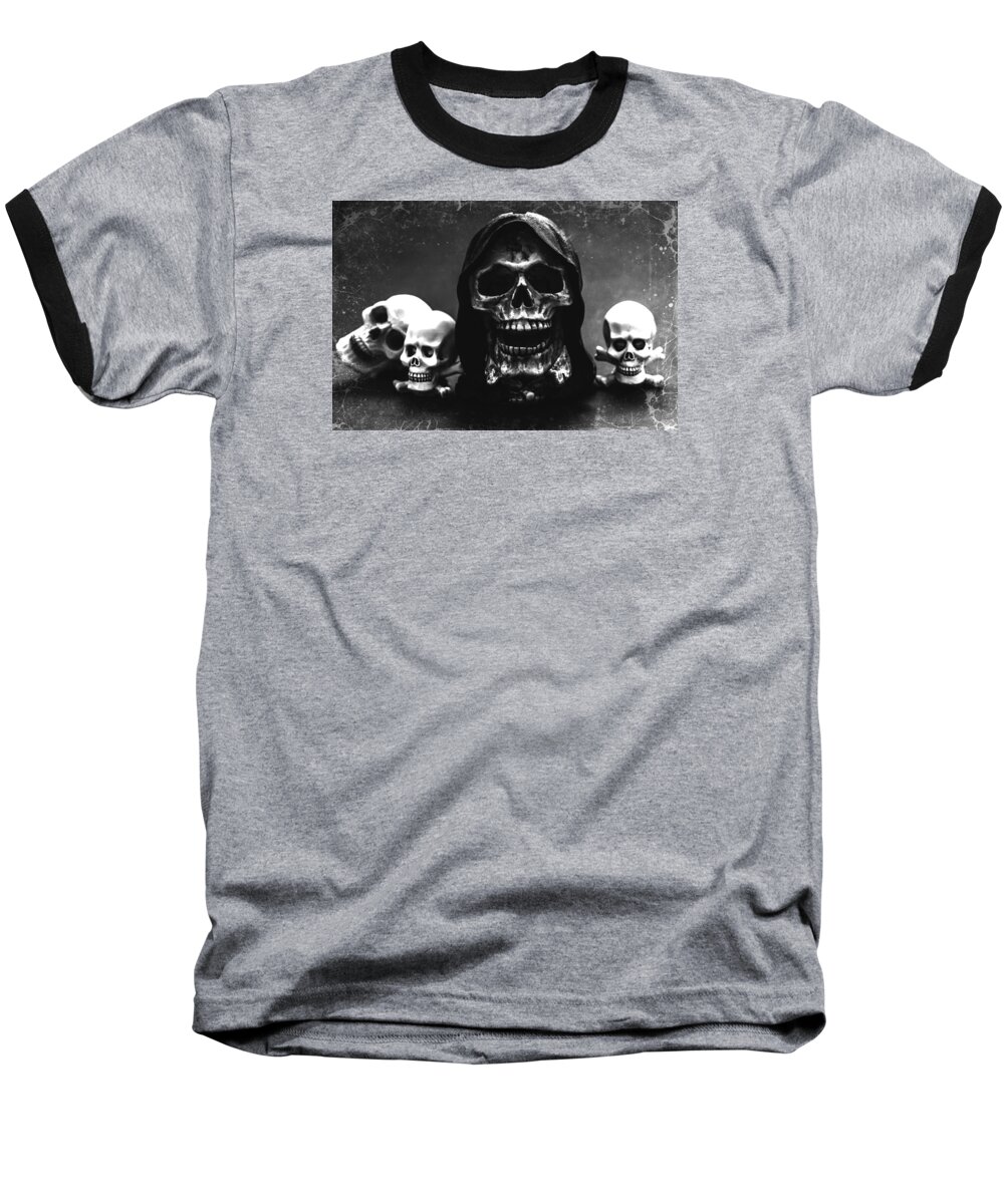  Halloween Baseball T-Shirt featuring the photograph Skulls by Martina Fagan