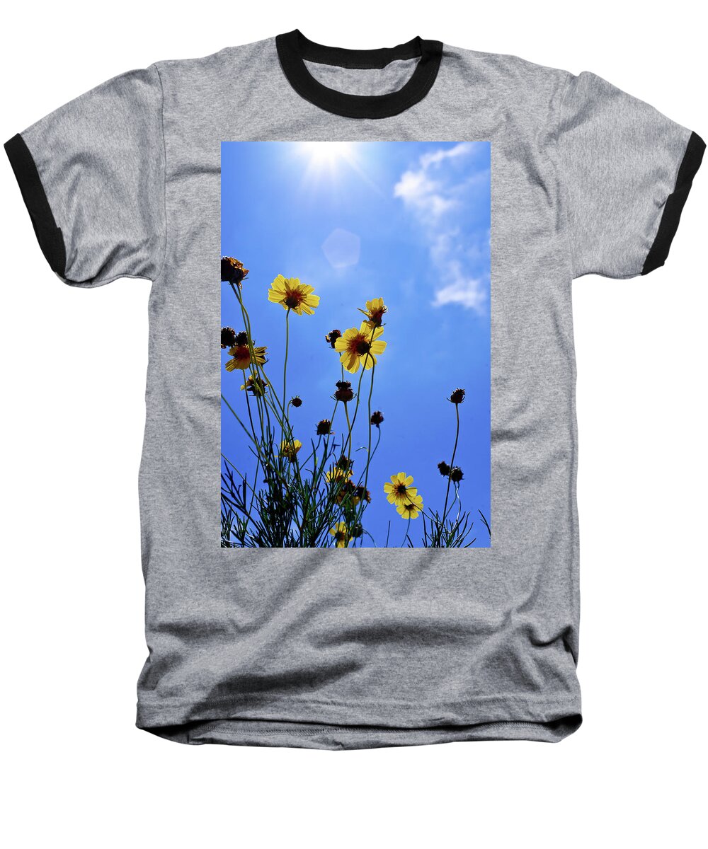 Caprock Baseball T-Shirt featuring the photograph Sky Flowers by Adam Reinhart