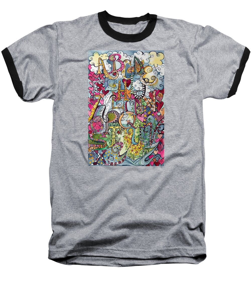 Alphabet Baseball T-Shirt featuring the painting Sky Garden by Claudia Cole Meek
