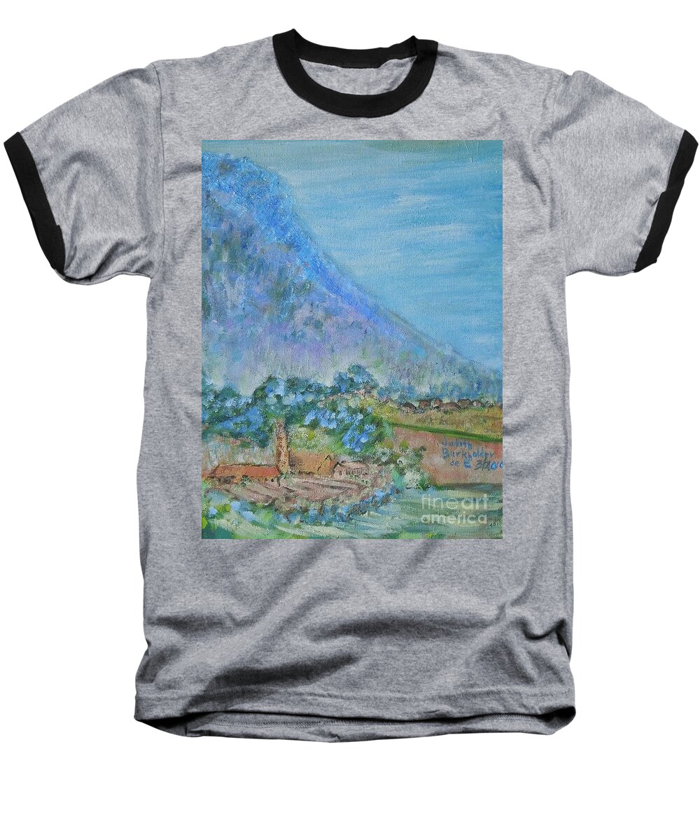 Landscape Baseball T-Shirt featuring the painting Skyline Drive Begins by Judith Espinoza