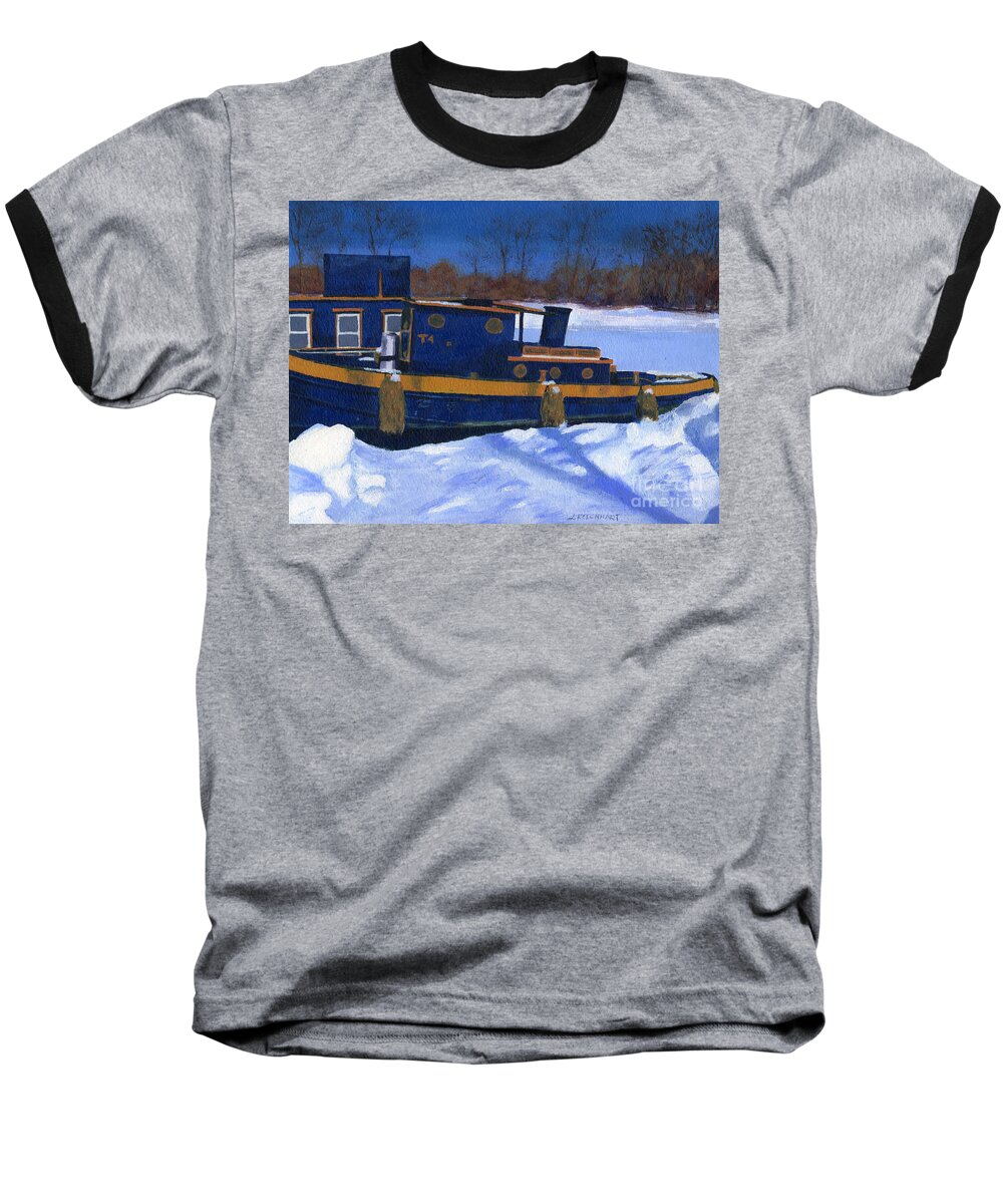 Acrylic Baseball T-Shirt featuring the painting Sleeping Barge by Lynne Reichhart