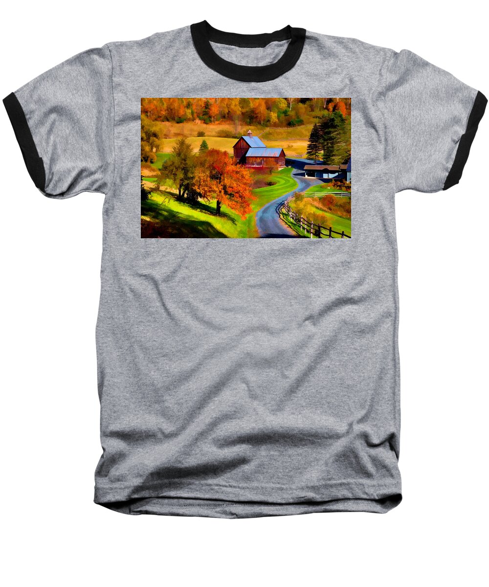 Sleepy Hollow Farm Baseball T-Shirt featuring the photograph Digital painting of Sleepy Hollow Farm by Jeff Folger