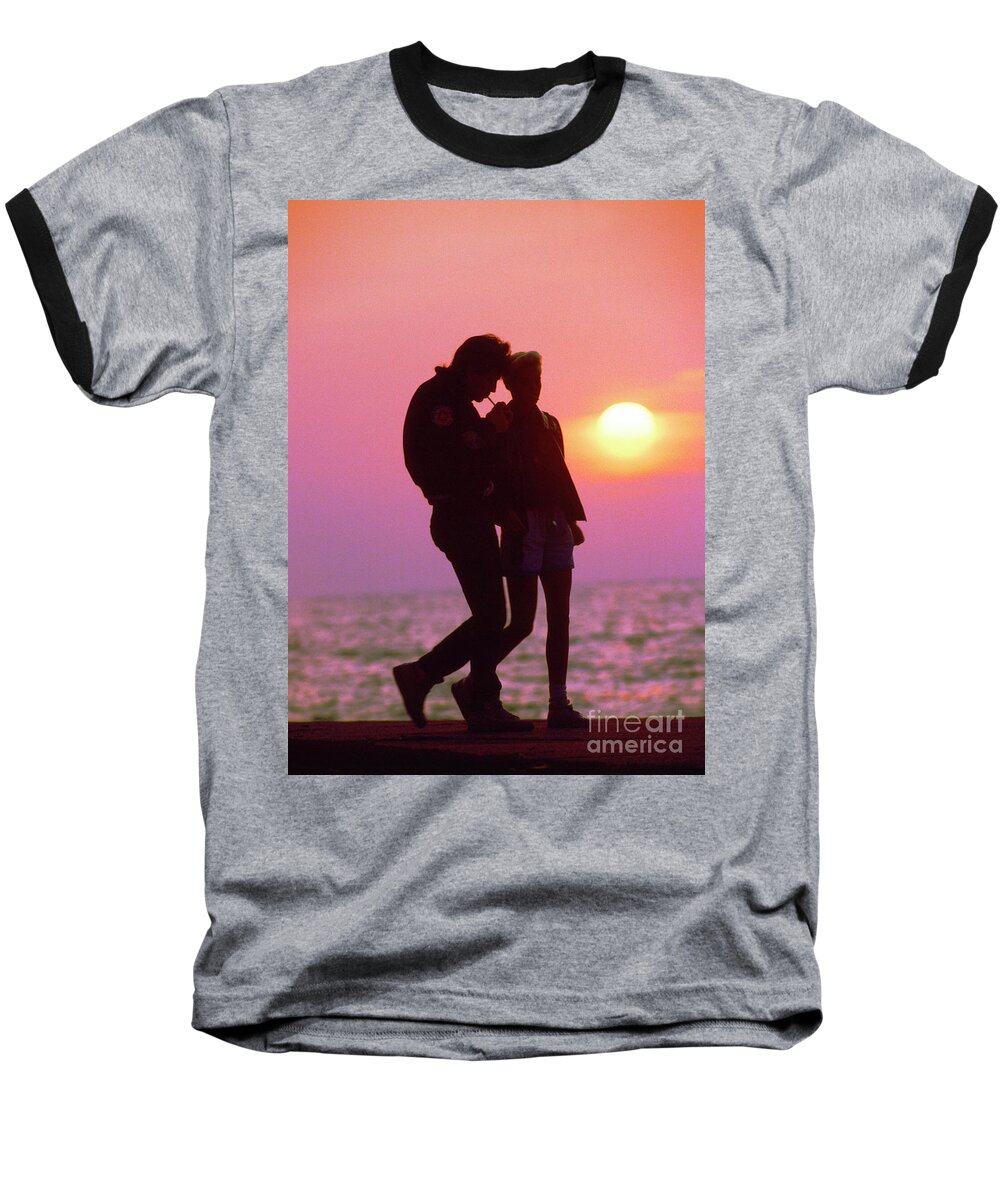 Slinky Baseball T-Shirt featuring the photograph Slinky couple sunrise chicago lake front by Tom Jelen