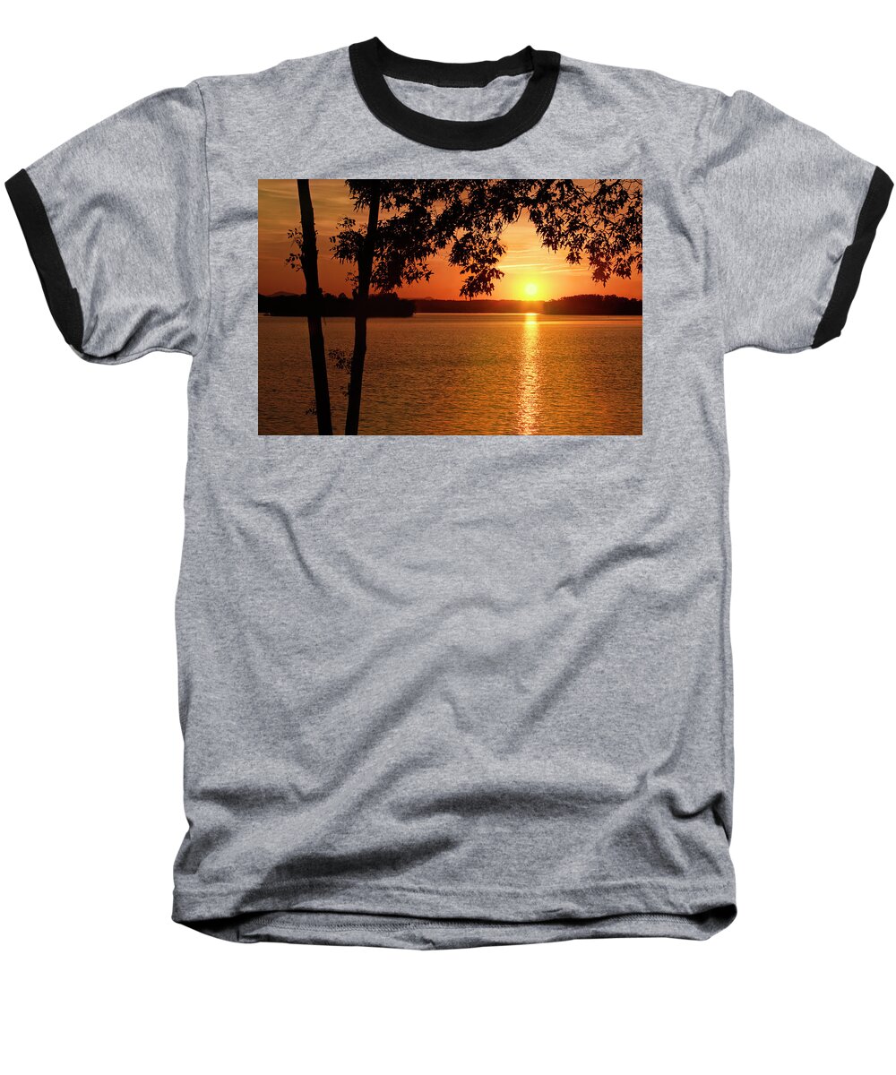 Smith Mountain Lake Baseball T-Shirt featuring the photograph Smith Mountain Lake Silhouette Sunset by The James Roney Collection