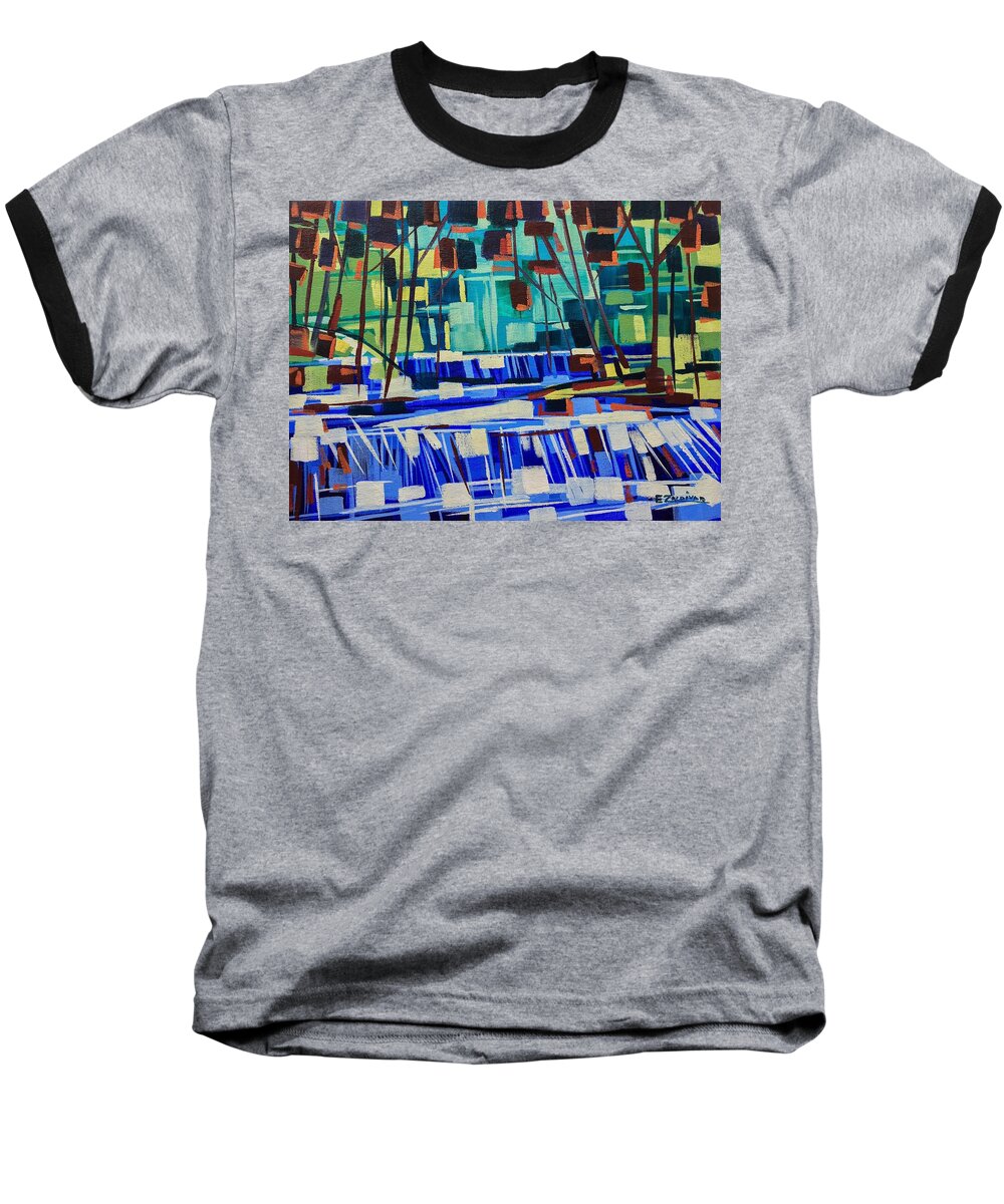 Waterfall Baseball T-Shirt featuring the painting Smooth flow by Enrique Zaldivar