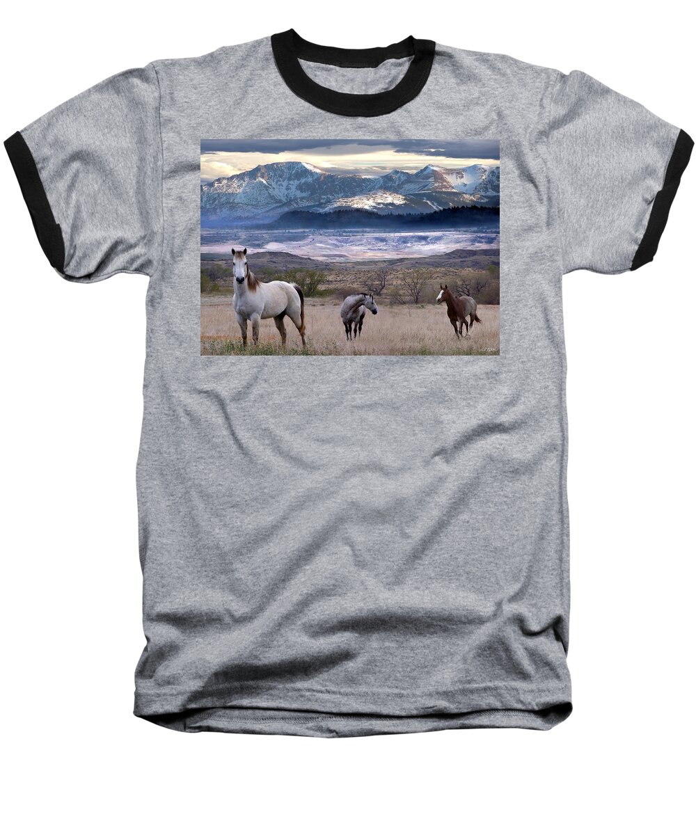 Horses Baseball T-Shirt featuring the digital art Snapshot by Bill Stephens