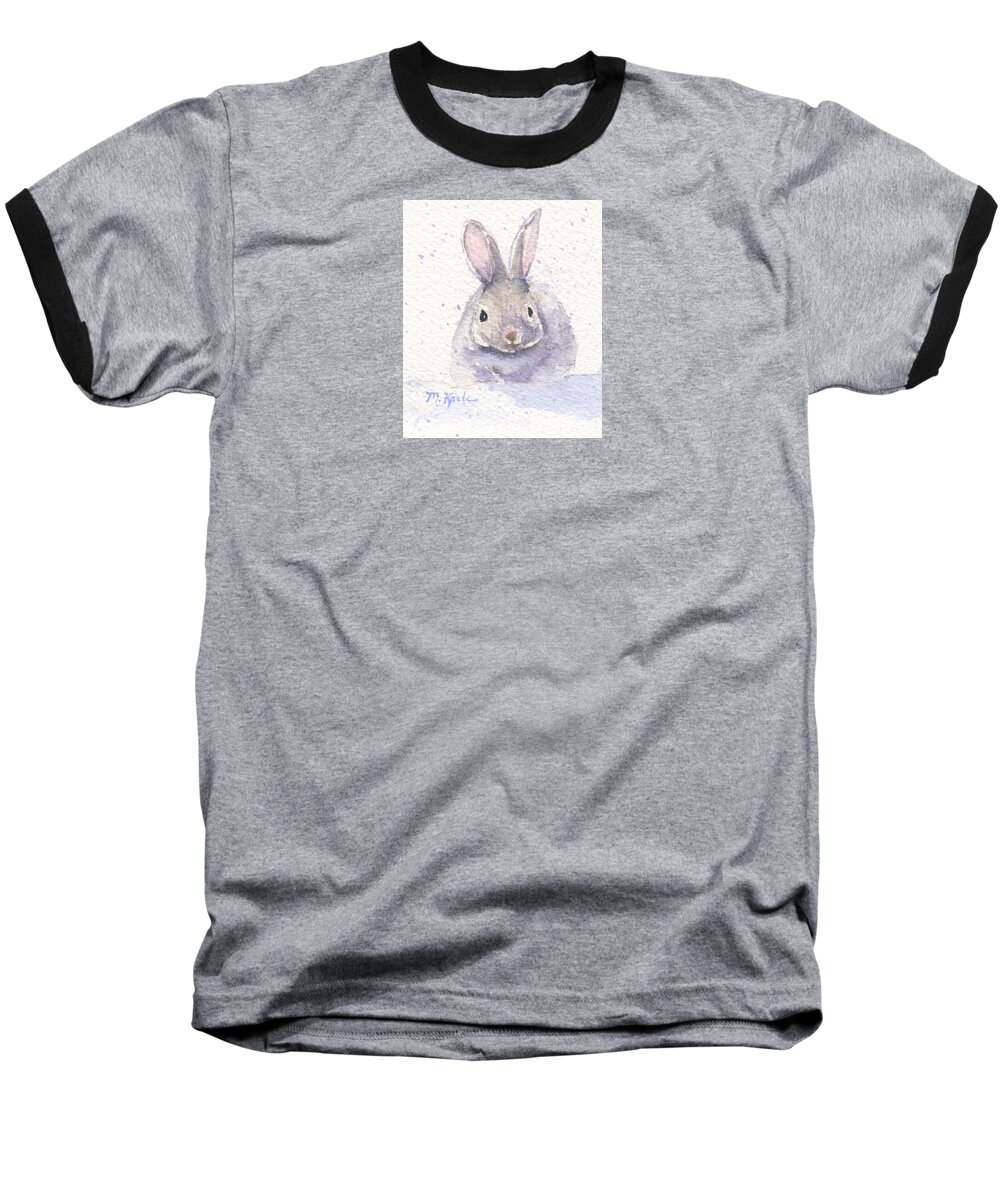Bunny Baseball T-Shirt featuring the painting Snow Bunny by Marsha Karle
