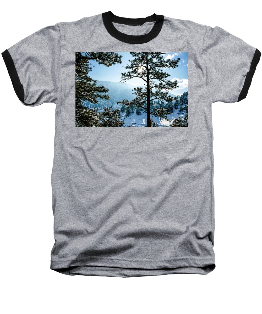 Colorado Baseball T-Shirt featuring the photograph Snow-covered Trees by Daniel Murphy