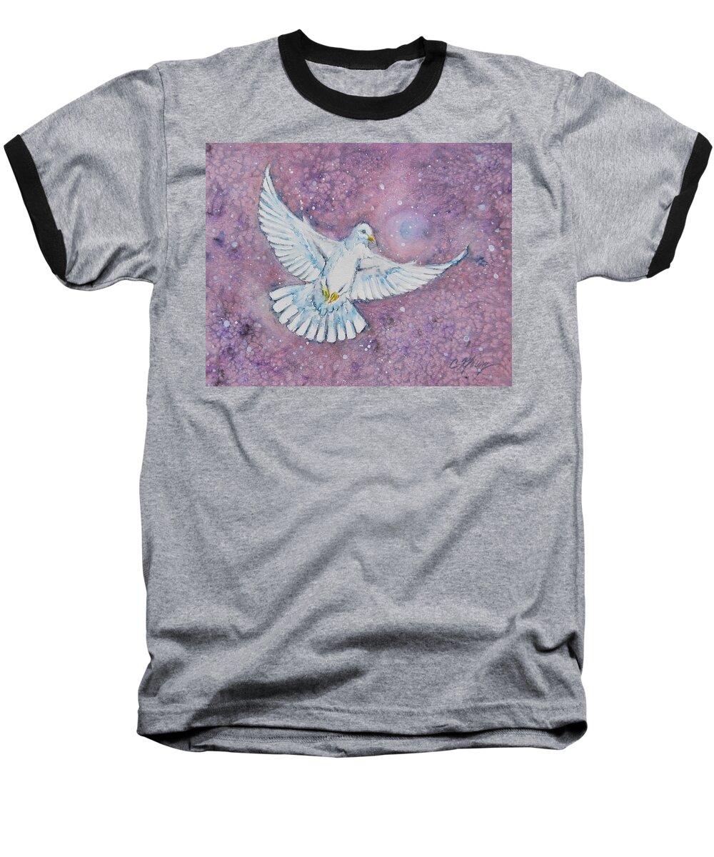 Dove Baseball T-Shirt featuring the painting Snow Dove by Christine Kfoury
