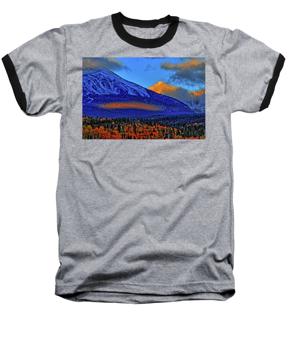 Autumn Baseball T-Shirt featuring the photograph Snow Peak Fall by Scott Mahon